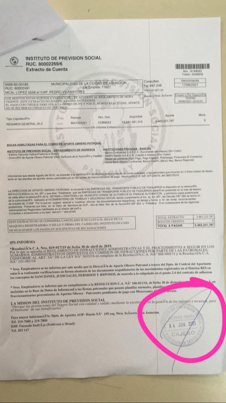 Documento remitido por la Municipalidad de Asunción.
