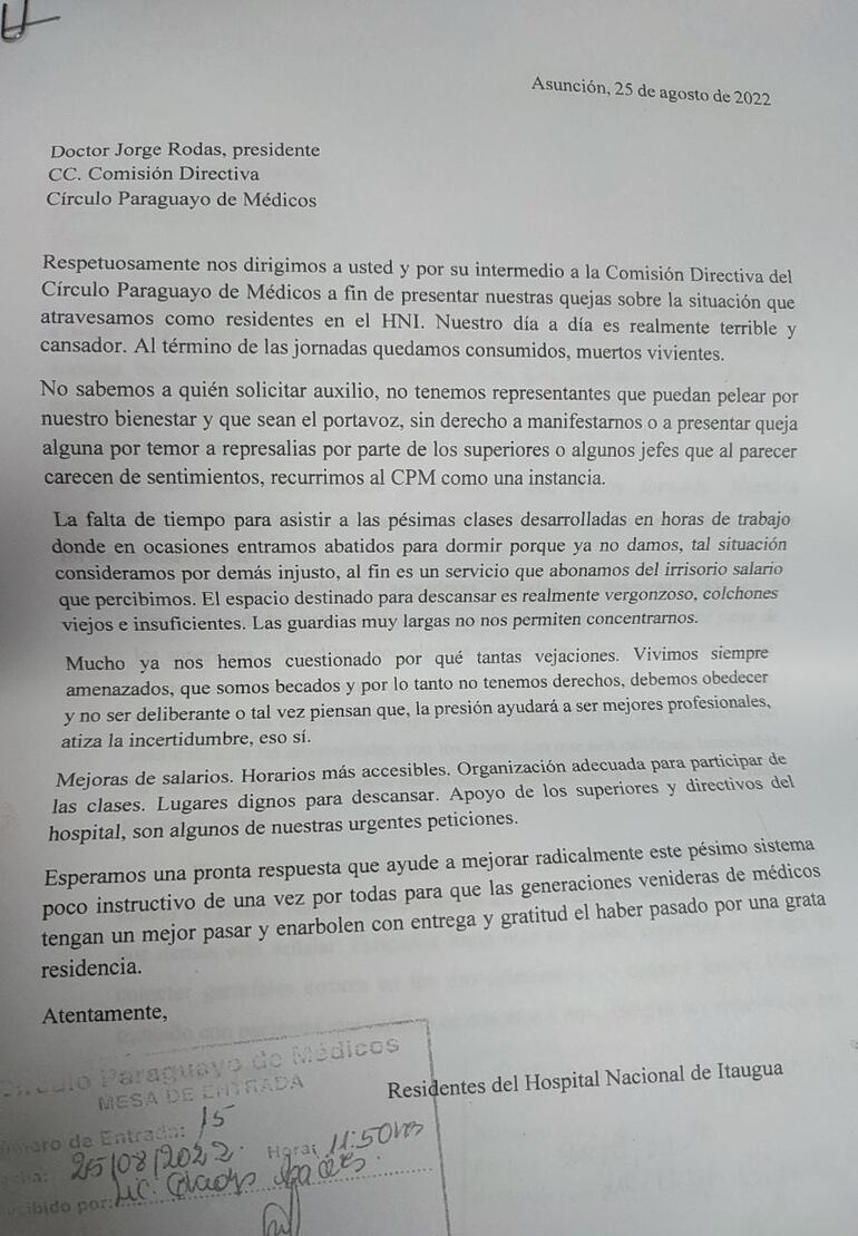 Nota de residentes Médicos