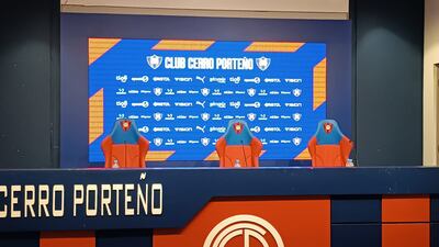 La sala de prensa de Cerro Porteño a la espera de Facundo Sava.