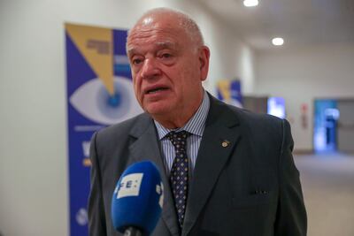 El presidente de la Corte Interamericana de Derechos Humanos, Ricardo Pérez Manrique, habla durante una entrevista con EFE durante la Conferencia de la Unesco por el Día Mundial de la Libertad de Prensa, hoy en Punta del Este (Uruguay).