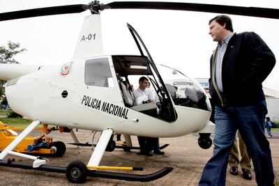 Uno de los cuatro helicópteros inservibles cuando fue inspeccionado por Rafael Filizzola. Ahora quedaron impunes los dos proveedores.