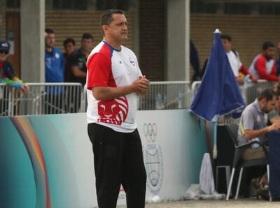 Aldo Bobadilla durante el partido de la selección paraguaya Sub 20 contra Uruguay en el Comité Olímpico Paraguayo.