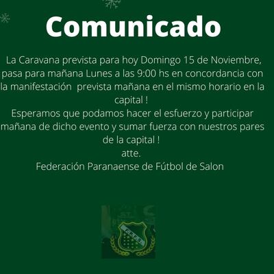 La Federación Paranaense de Fútbol de Salón convocó una caravana para la liberación de torneos.