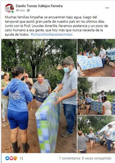 Publicación hecha por Vallejos en su perfil del Facebook.