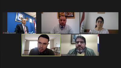 Fernando Silva Facetti, Jorge Bogarín Alfonso, Mónica Seifart, Hernán Rivas y Rodrigo Blanco, en la sesión extraordinaria del Jurado de Enjuiciamiento de Magistrados.