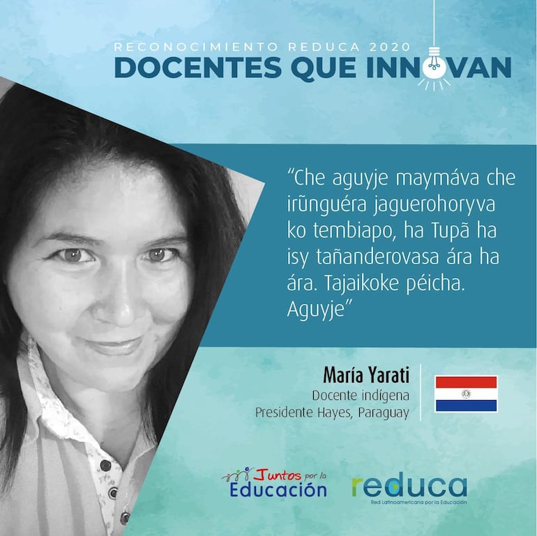 María Yarati, docente indígena del Chaco, quien será reconocida por su labor