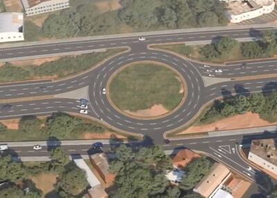 Una de las rotondas que se pretende construir en vez de un viaducto proyectado y que es publicitado por el MOPC.