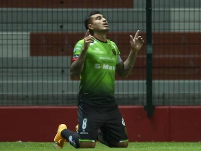 Darío Lezcano festeja el tanto del triunfo de Juárez en México.