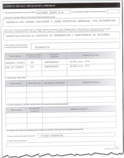Yercaf Limited es la empresa de portafolio ligada al empresario Antonio J. Vierci que fue creada en las Islas Caimán, jurisdicción de laxa tributación.