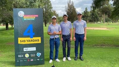 De izq. a der. los golfistas paraguayos Matías Koropeski, Benjamín Fernández y Erich Fortlage.