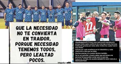 El staff de Francisco Arce, el mensaje de Julio Enciso y las dedicatorias de Claudio Aquino al “Chiqui” en esta composición gráfica.