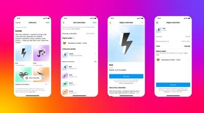 Captura de la interfaz de venta de NFT de Instagram.