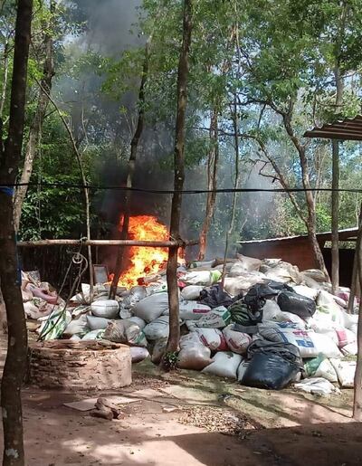 El campamento de los narcos en la zona de Tavai que fue destruido el fin de semana