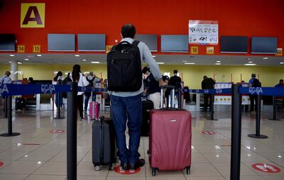 Pasajeros en el aeropuerto José Martí, 
de La Habana, Cuba.