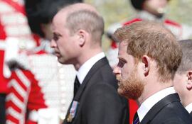 Los príncipes Guillermo y Enrique separados por su primo formaron parte del cortejo fúnebre.