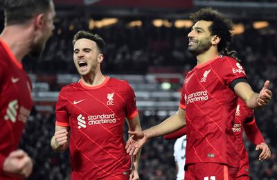 Diego Jota y Mohamed Salah, goleadores del Liverpool.
