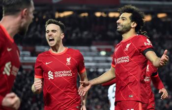 Diego Jota y Mohamed Salah, goleadores del Liverpool.