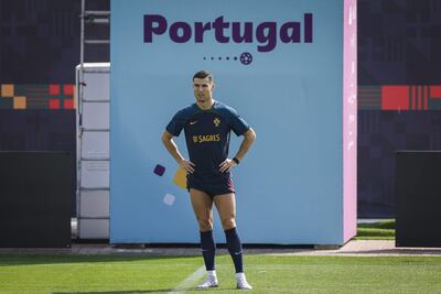 Cristiano Ronaldo, durante la práctica de la selección de Portugal en Qatar.