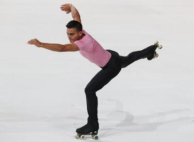 Víctor López durante su parentación en el Campeonato Mundial de Patinaje Artístico que se disputó en Barcelona, España.
