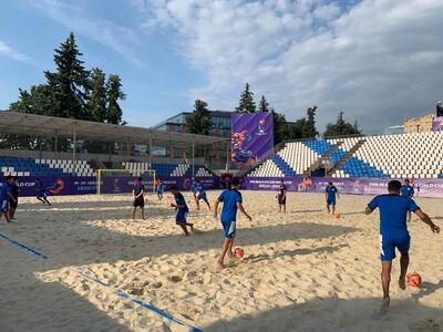 Los Pynandi en el entrenamiento de ayer en Moscú, sede de la Copa Mundial. (APF)