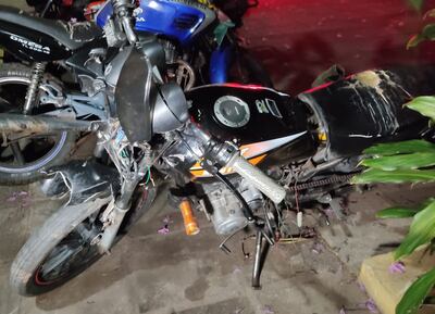 En este estado quedó la motocicleta de la víctima.