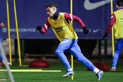 Philippe Coutinho, durante el entrenamiento del Barcelona en las instalaciones de la Ciudad Deportiva.