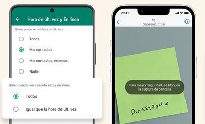 Opciones de privacidad de WhatsApp.