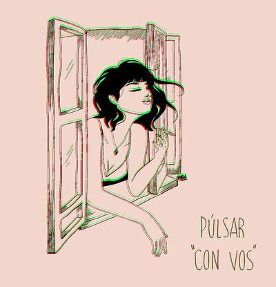 Portada del sencillo “Con vos”, presentado por el dúo Púlsar en las plataformas digitales. La ilustración fue realizada por la cantante y bajista Mónica Ferreira, que integra el dúo junto a Sergio Céspedes.