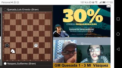 Mostrando un gran nivel MI paraguayo Guillermo Vázquez (d) eliminó a GM cubano Luis Quesada.