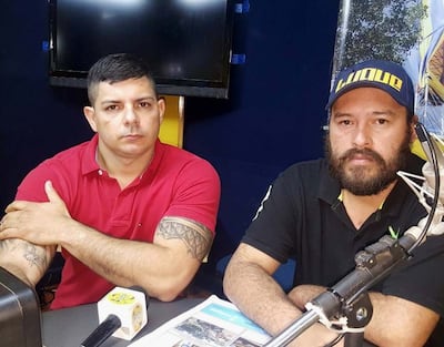 José Balboa (izquierda) líder de la "Barra de Luque" y César Fabián "Tote" Cáceres (derecha) líder de los Chancholigans