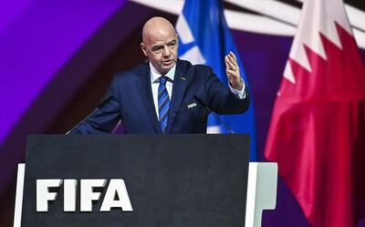 Gianni Infantino, en el Congreso número 72 de la FIFA, en Doha, Qatar.