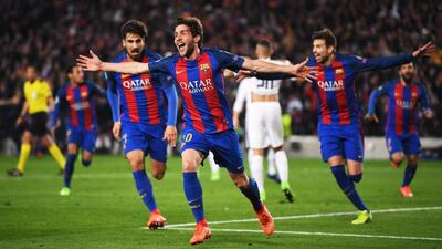 Sergi Roberto y el festejo del sexto gol en aquella épica remontada del Barcelona