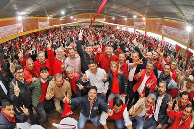 Santiago Peña ayer en un acto político en Choré, San Pedro.