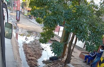 Lamentable estado de la vereda en la avenida Félix Bogado