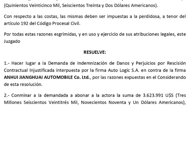 Resolución de la sentencia judicial falsa denunciada por Vivian López
