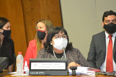 La ministra de la Niñez, Teresa Martínez, durante su comparecencia ante la Cámara de Diputados, este martes.