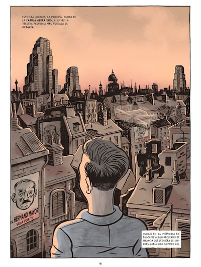 Imagen de una de las páginas de la novela gráfica "1984", lanzada por la editorial española Debolsillo.