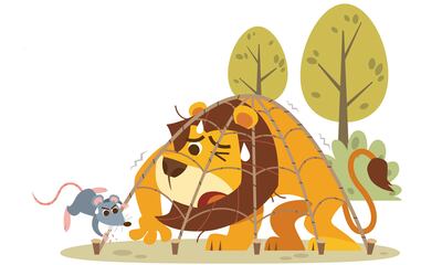 El león y el ratón.
