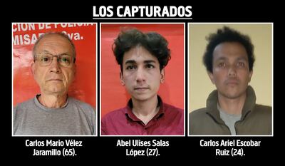 Carlos Mario Vélez Jaramillo, Abel Ulises Salas López y Carlos Ariel Escobar Ruiz, capturados por el homicidio en el cerro Mbatoví.