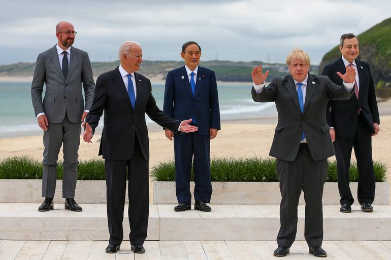Imagen del momento en que Gran Bretaña acogió la cumbre del G7 del 11 al 13 de junio de 2021.  
