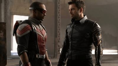 Anthony Mackie y Sebastian Stan en "Falcon y el Soldado del Invierno".