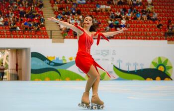 Presentación de la patinadora Jazmín Pérez en solo dance (style) de la categoría junior en el Mundial de Patinaje en la SND Arena. (SND)