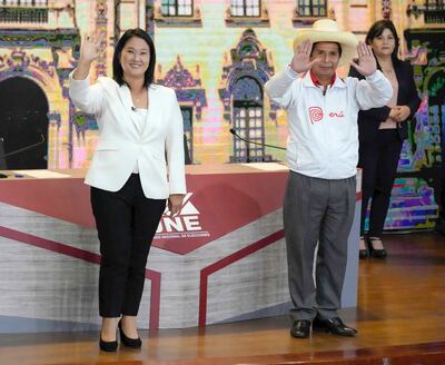 Los actuales candidatos Keiko Fujimori (i) y Pedro Castillo, a la presidencia del Perú.