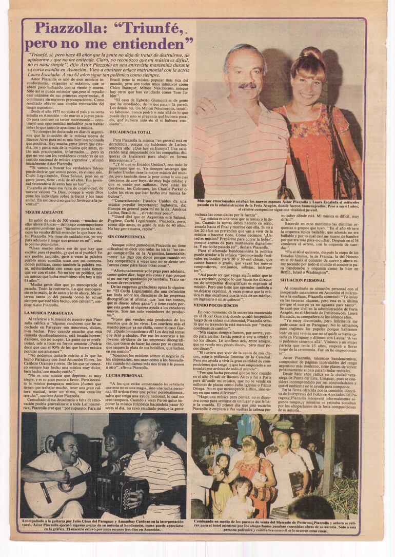 Entrevista que dio Astor Piazzolla a ABC Color en 1982.