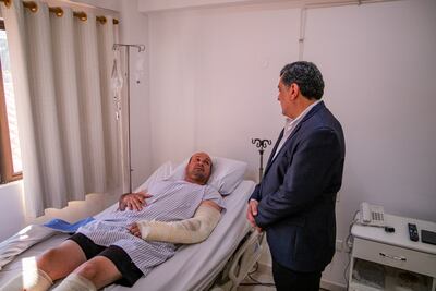 Uno de los agentes penitenciarios que fue herido durante el motín registrado en la Penitenciaría Regional de Concepción.