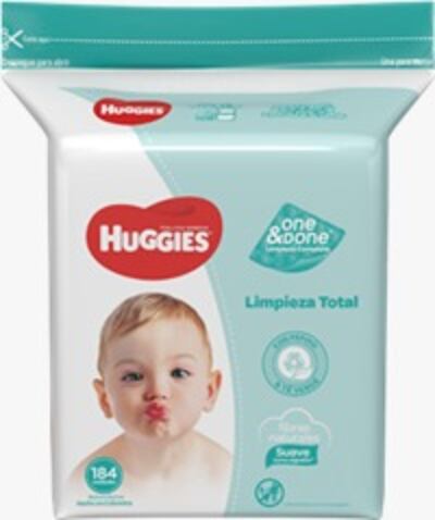 Paquete de toallitas húmedas One & Done, de Huggies. En el lote 280620 03 se detectó la posible presencia de una bacteria, y fue retirado por la empresa.