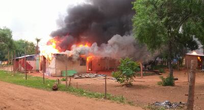Casas precarias  incendiadas durante el desalojo realizado en marzo del año 2019 en el predio de la Copaco.