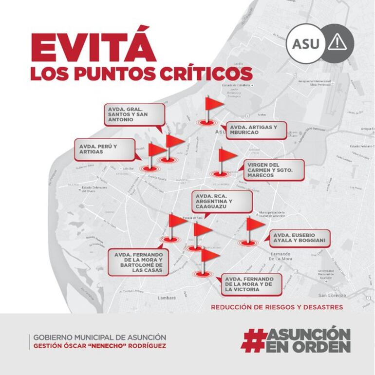 Puntos críticos en días de lluvia