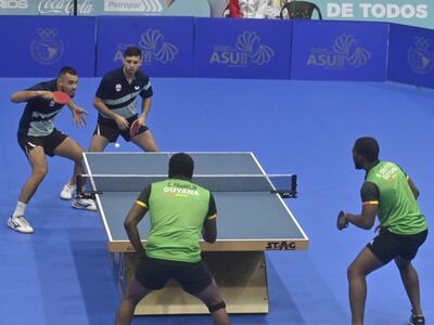 Paraguay superó a Guyana en los cuartos de final del dobles masculino de Tenis de Mesa en los Juegos Suramericanos Asunción 2022.