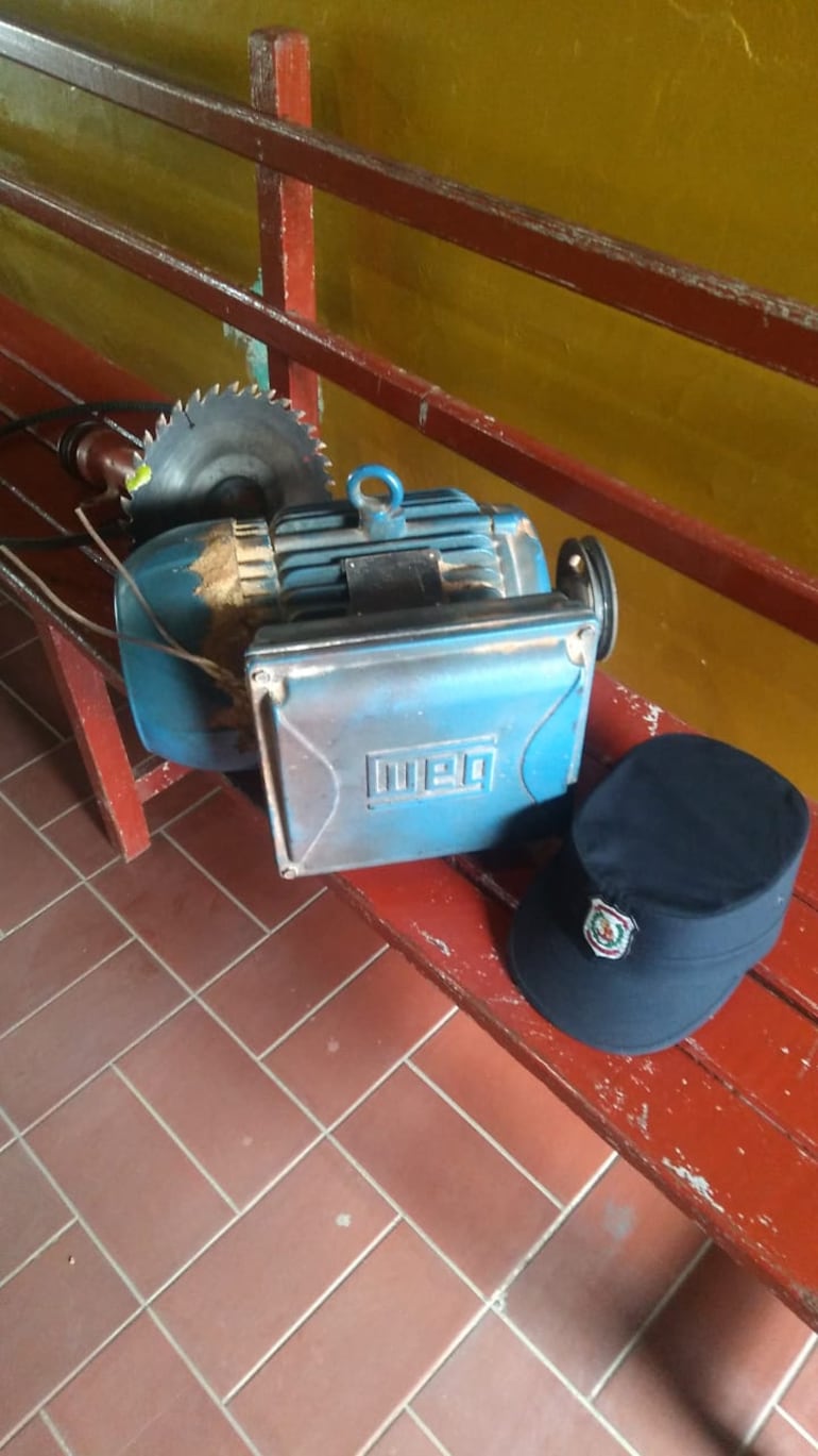 El motor que fue robado y luego recuperado.